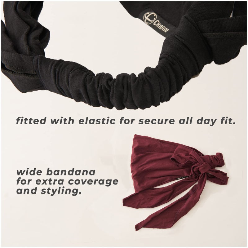 CHARM Japanese Headband Pirate Bandana - Men Ninja Head Wrap Women Hair Band Maroon - Image 2